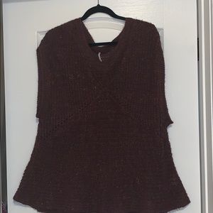 FP tunic length short sleeve sweater, burgundy